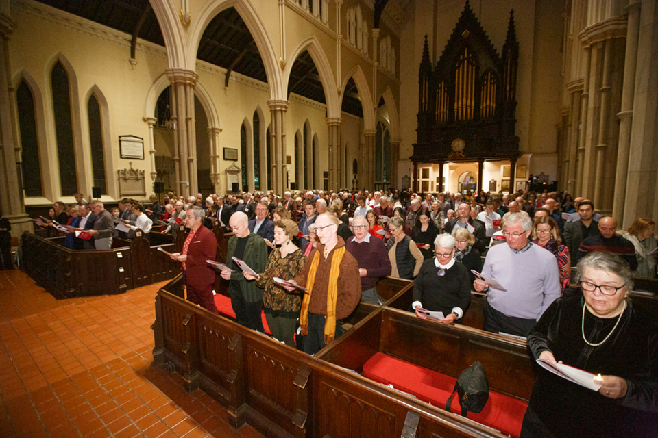 Guests joins in the carol singing